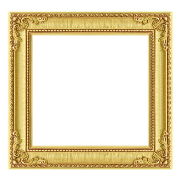 o frame antigo do ouro no fundo branco - picture frame frame gold gilded - fotografias e filmes do acervo