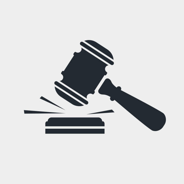 ilustrações de stock, clip art, desenhos animados e ícones de judge gavel black icon - bidder