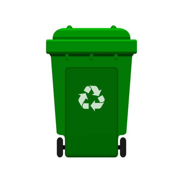 Bin Recycle Plastic Green Wheelie Bin For Waste Isolated On White  Background Green Bin With Recycle Waste Symbol Front View Of Recycle Wheelie  Bin Green Color For Garbage Waste Stock Illustration -