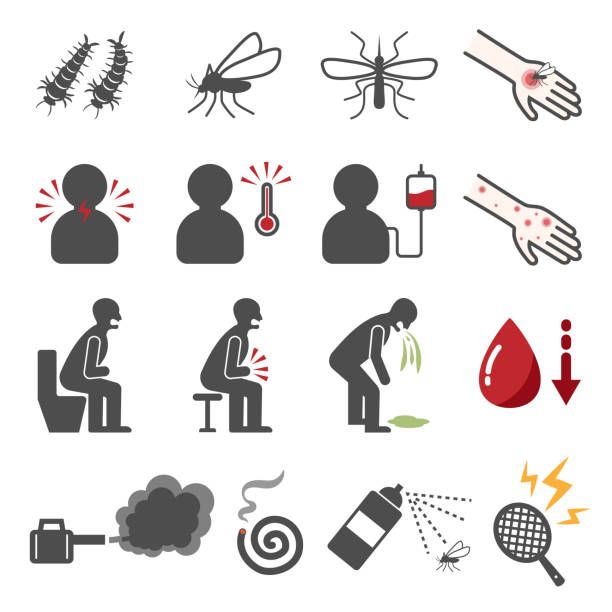 ilustraciones, imágenes clip art, dibujos animados e iconos de stock de dengue - the vomiting of blood