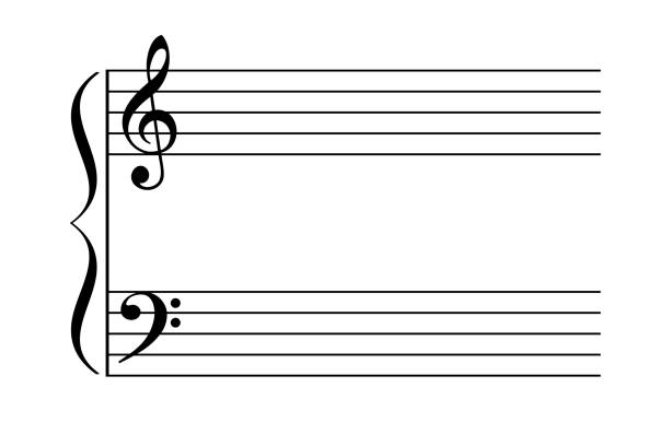 그랜드 스태프, 또한 큰 지팡이라고 - musical note music musical staff treble clef stock illustrations