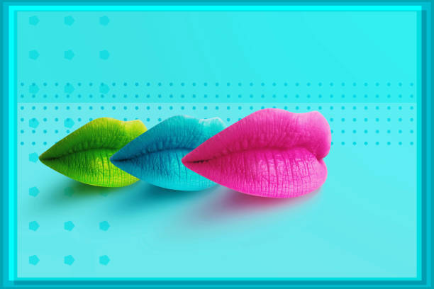 istock Lips. Fashion Concept Lipstick. Multicolored lips. Modern minimal art. 1160960659