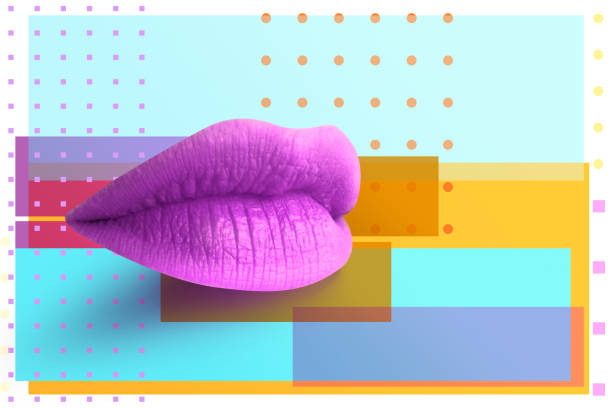 istock Lips. Fashion Concept Lipstick. Multicolored lips. Modern minimal art. 1160960660