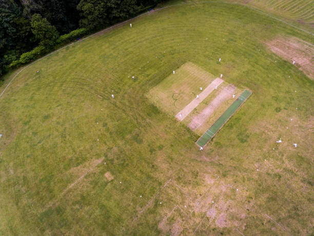 istock Aerial view of a cricket game 1160961110