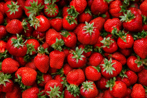 istock Fresh ripe strawberries, seamless strawberry background. 1160961983