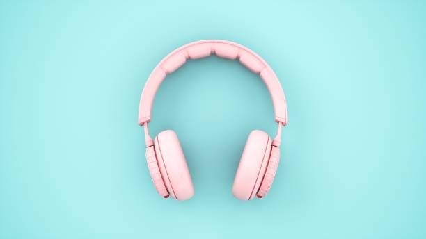 istock 3D Rendering Pink headphones isolated on blue background 1160962294