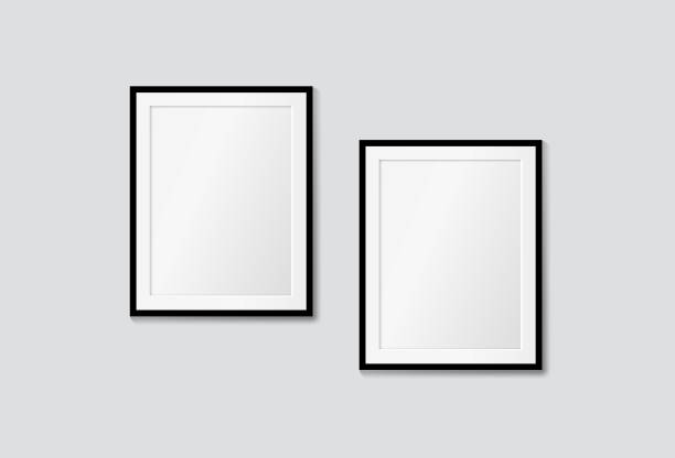 白い壁にベクトルモダンなフレーム。インテリアガレリーモックアップ - art museum wall white vector点のイラスト素材／クリップアート素材／マンガ素材／アイコン素材