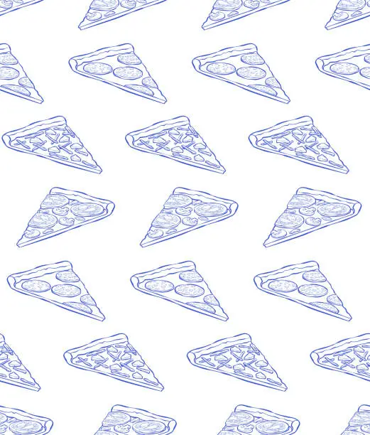 Vector illustration of Pizza seamless pattern sketch