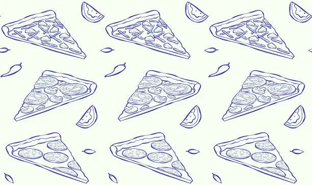 Vector illustration of Seamless Pattern Pizza Slices