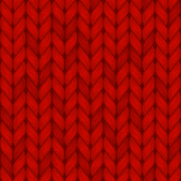 ilustrações, clipart, desenhos animados e ícones de teste padrão sem emenda feito malha vermelho. fundo de lãs do vetor - wool scarf backgrounds knitting