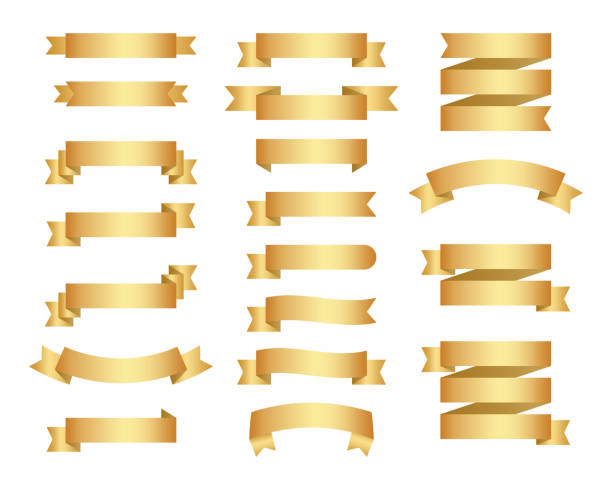 istock Flat vector ribbons banners flat isolated on white background, Illustration set of gold tape. 1160969227