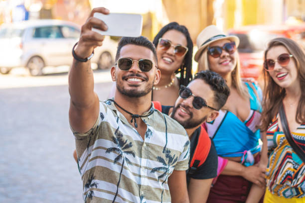 istock Selfie with friends outdoors 1160970556