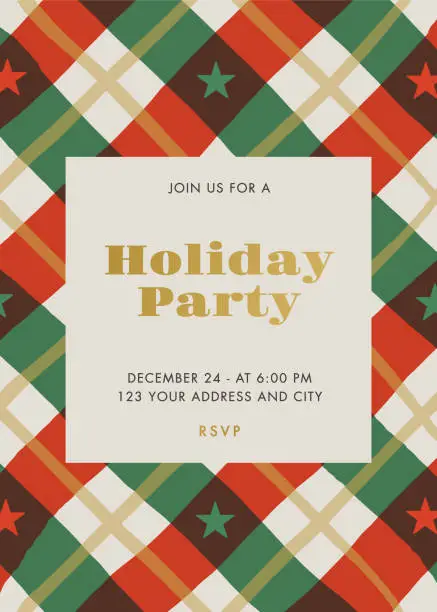 Vector illustration of Holiday Party invitation with Stars and Stripes.