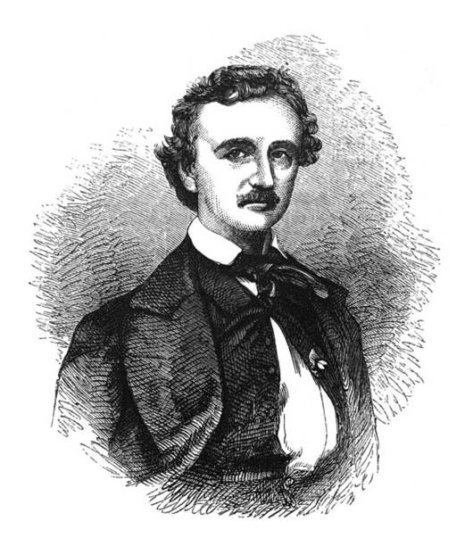 Antique illustration - Edgar Allan Poe From Harper's magazine - 1872 edgar allan poe stock illustrations