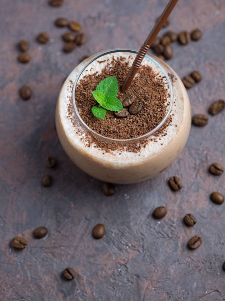 istock Chocolate smoothie with coffee, cocoa and milk sprinkled with chocolate chips 1160975556