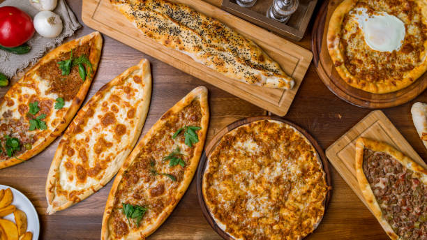 istock Turkish pide with meat on the board 1160976586