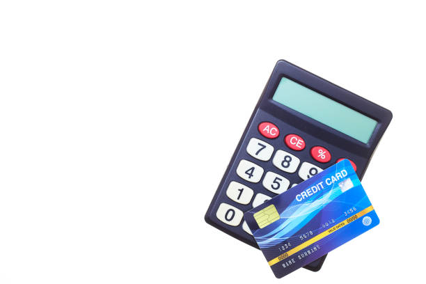 istock Top view Credit card with Calculator On white background 1160976637