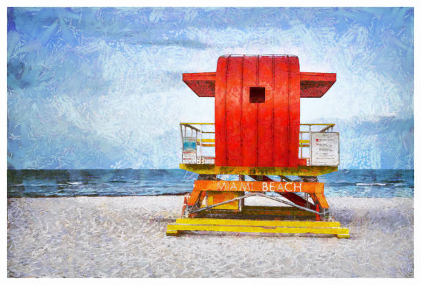 istock Lifeguard tower Miami Beach - digital photo manipulation 1160977233