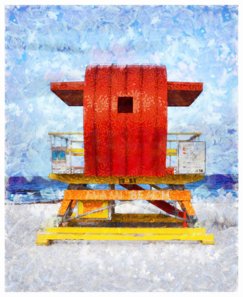 istock Lifeguard tower Miami Beach - digital photo manipulation 1160977784