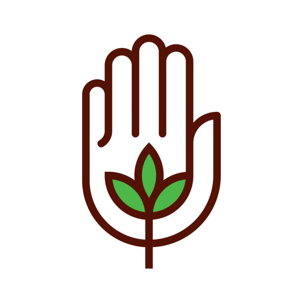 ikona ekologiczna - leaf human hand computer icon symbol stock illustrations