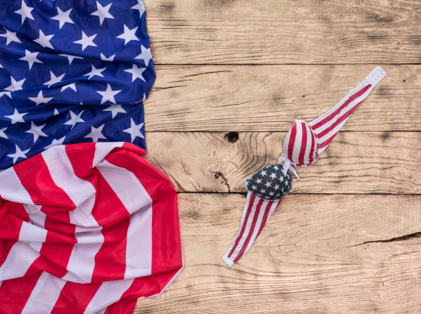 istock American flag on GOLD wooden background with copy space 1160979768