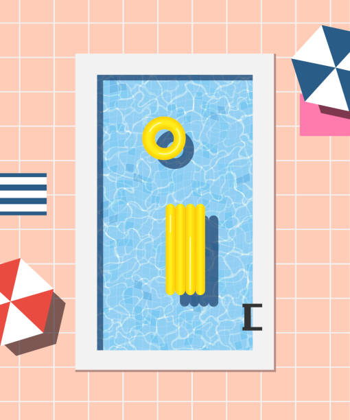 sommer-schwimmbad-illustration - swimming pool illustrations stock-grafiken, -clipart, -cartoons und -symbole