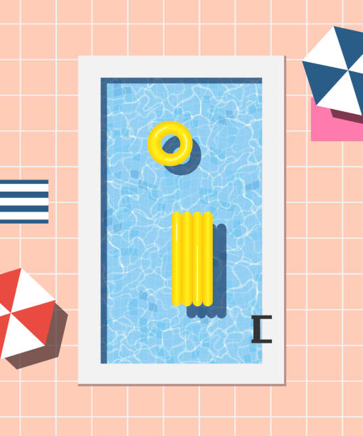 Summer swimming pool illustration Summer swimming pool illustration, perfectly usable for all summer related projects. inflated pool stock illustrations