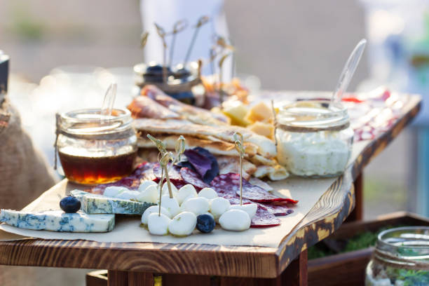 A buffet awaits the wedding guests.  Click to view similar images.