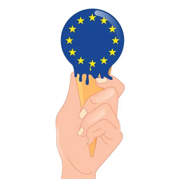 Vector illustration of Melting European Union