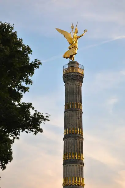 The Victory Column (German: Siegessäule) is a monument in Berlin, Germany. Designed by Heinrich Strack after 1864 to commemorate the Prussian victory in the Danish-Prussian War. On the top of the column is a bronze sculpture of Victoria, 8.3 meters (27 ft) high and weighing 35 tonnes, designed by Friedrich Drake.