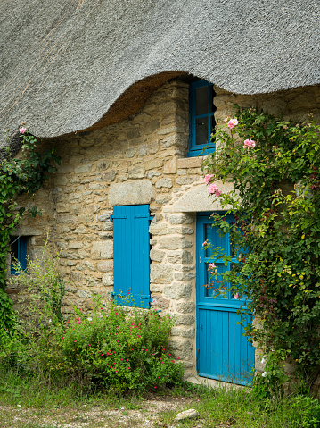 old house in saint lyphard (France) with a thatched roof