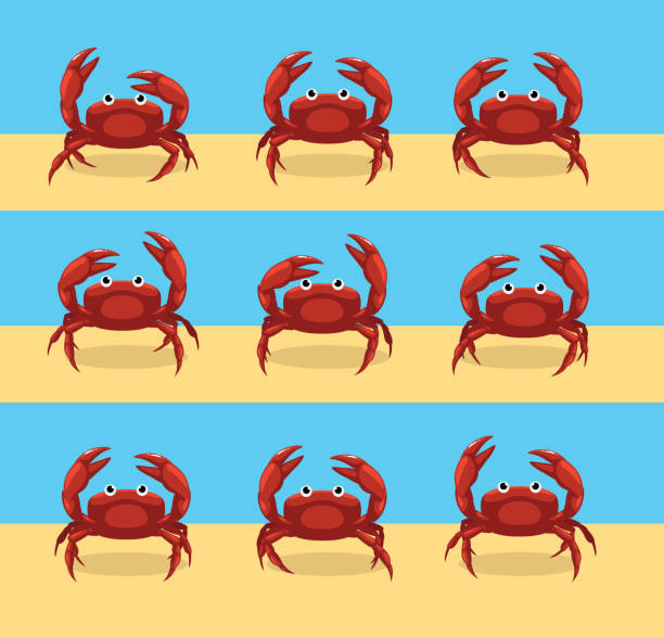 Crab Walking Animation Sequence Cartoon Vector Animal Cartoon EPS10 File Format walking animation stock illustrations
