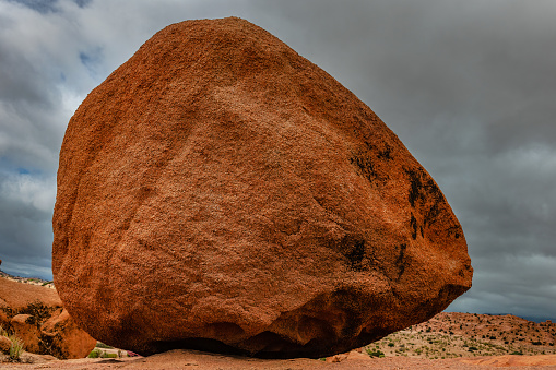 One big brown rock on the hill, near Tafraoute in the Anti Atlas mountains of Morocco, North Africa,Nikon D3x