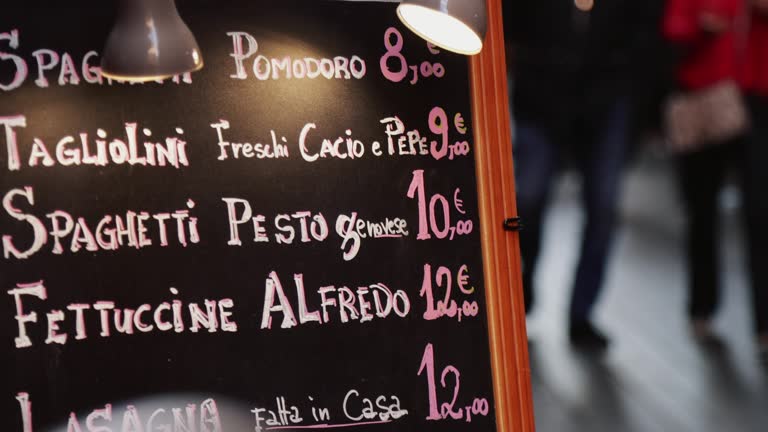 Restaurant menu in the streets of Rome