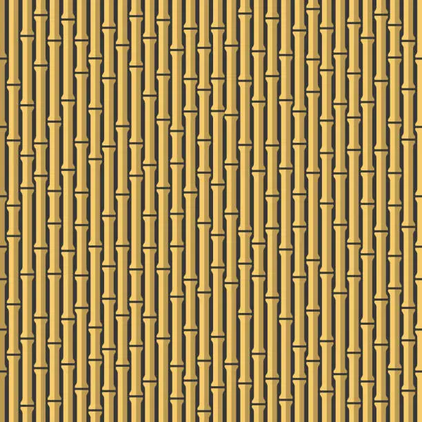 Vector illustration of Seamless Bamboo Background Pattern on Dark Back. Vector