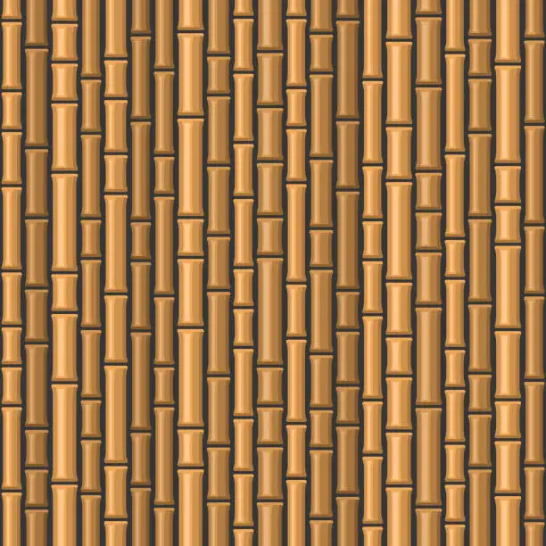 Vector illustration of Seamless Bamboo Background Pattern on Dark Back. Vector