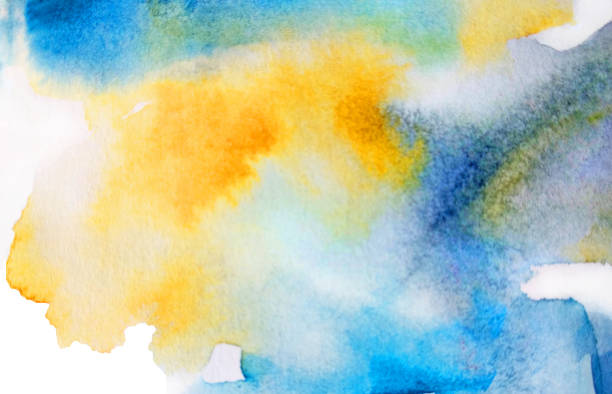 istock Artistic background image. Watercolor yellow and blue abstract texture. 1160995567
