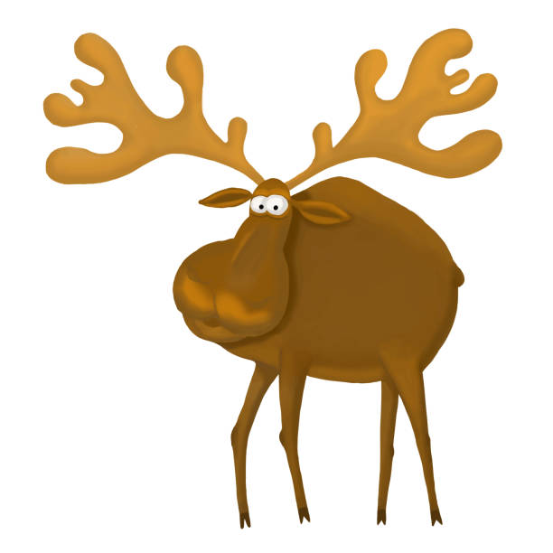 istock Cute cartoon moose or Eurasian elk with big horns, isolated on a white background. Vector illustration. EPS 10. 1160998094