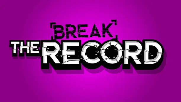 Vector illustration of break the record conceptual broken big huge letter text grunge crashed centered light clean illustration for illustration, print, poster and presentation headline