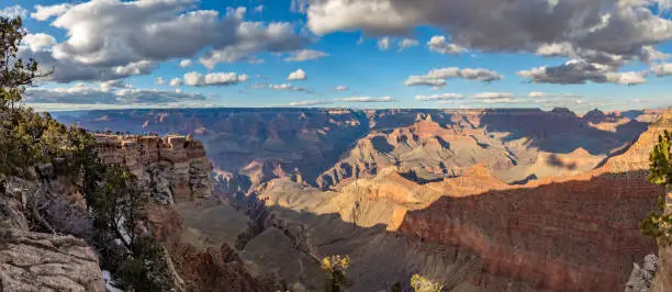 scenic view to Grand canyon from mathers point in sunset