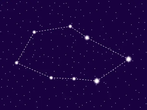 Vector illustration of Vela constellation. Starry night sky. Cluster of stars and galaxies. Deep space. Vector illustration