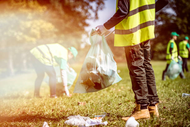 istock Unrecognizable volunteers doing a park clean-up 1161008202