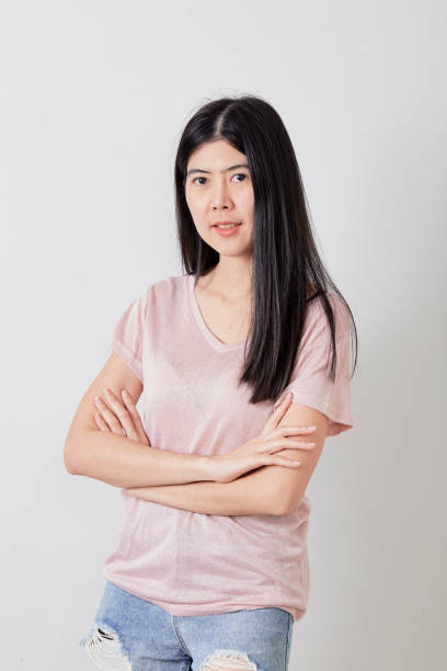 istock Beautiful young Asian woman on white background 1161008229