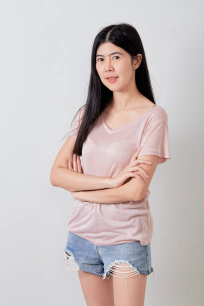 istock Beautiful young Asian woman on white background 1161008242