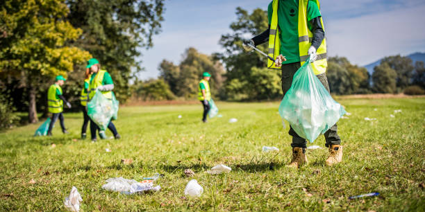 istock Volunteers picking up trash in a park 1161008351