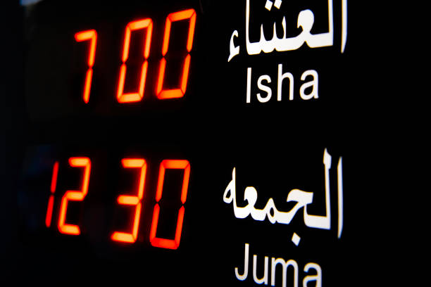Electronic display board showing Prayer times in a Mosque.