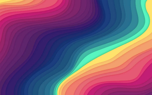 Rainbow Blend Background Layers Abstract Rainbow blend layers abstract horizontal background. colorful backgrounds stock illustrations