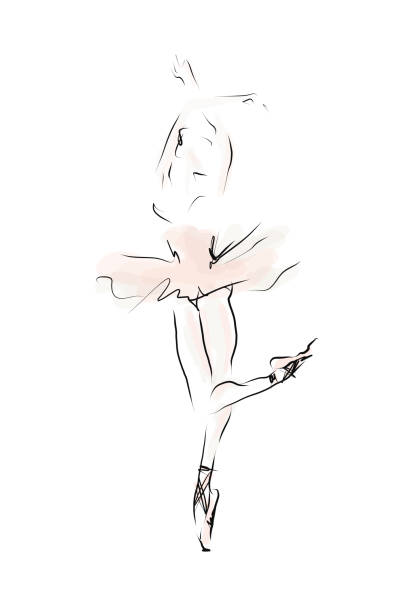 Beautiful ballerina, hand drawn illustration Sketch, vector ballet dancer feet stock illustrations