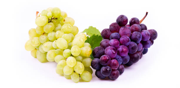 istock green and wine grapes with drops 1161017140