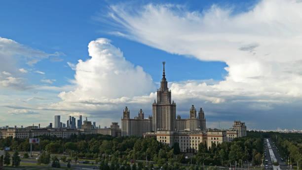 istock Panoramic view of famous Russian university campus under dramatic cloudy sky in summer 1161017966